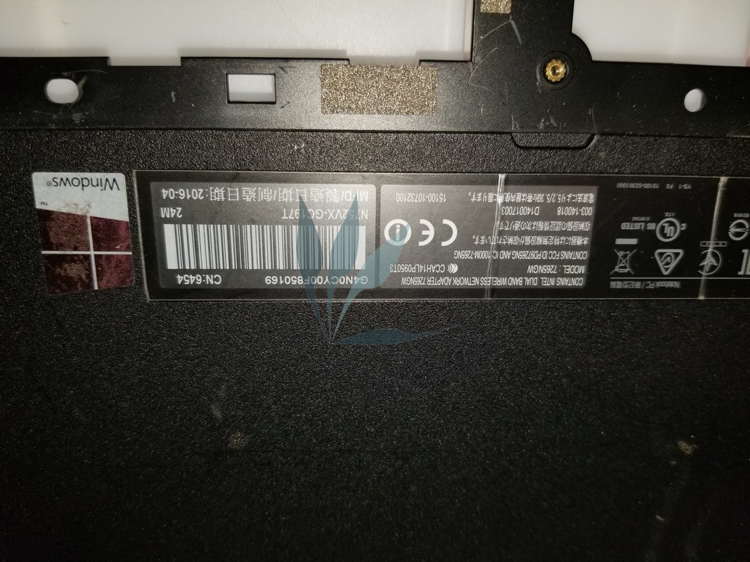 Fond de caisse noir pour Asus N752VX 