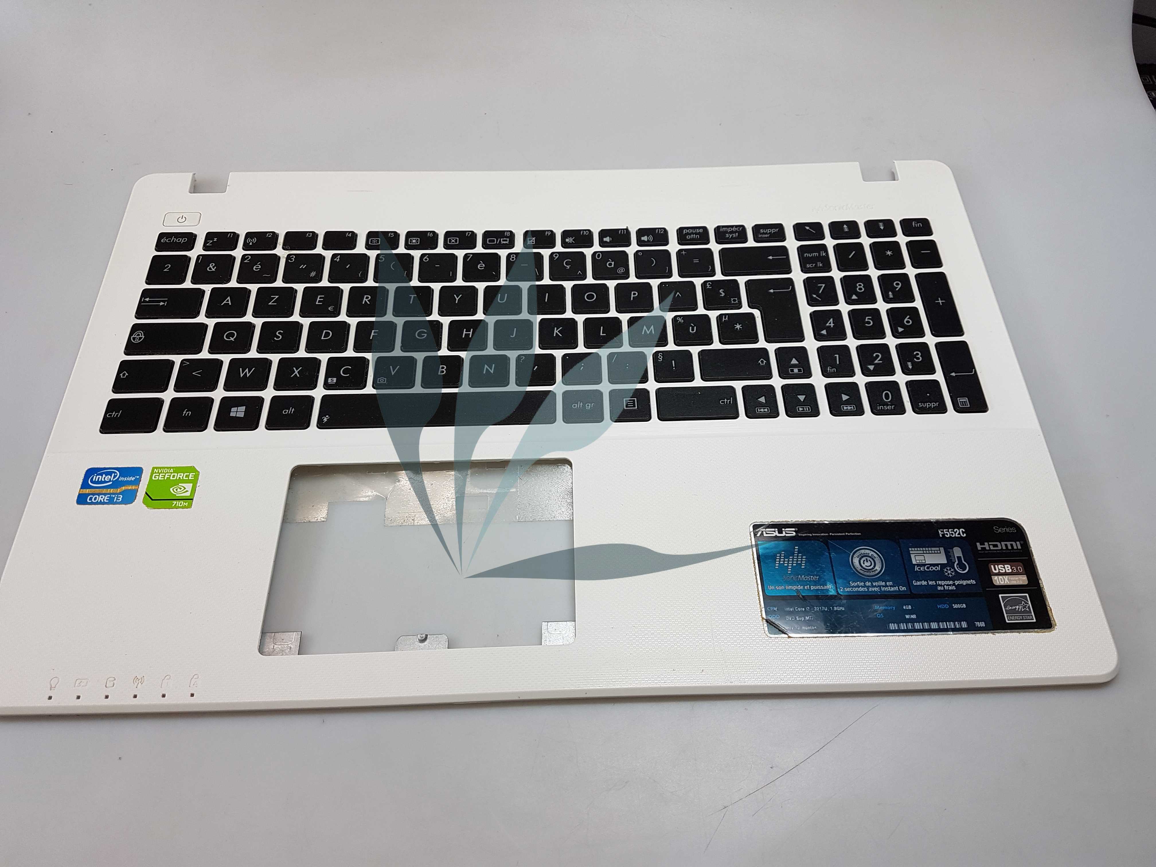 Clavier français avec repose-poignets blanc sans touchpad pour Asus F552CL