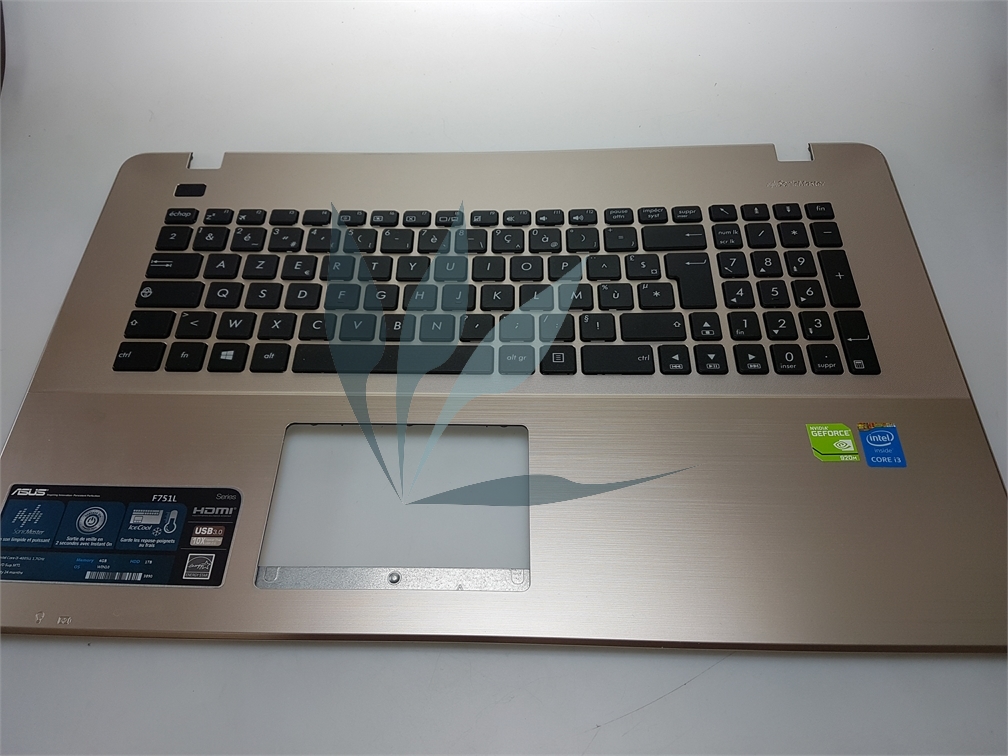 Clavier français avec repose-poignets gris argent sans touchpad pour Asus F751L