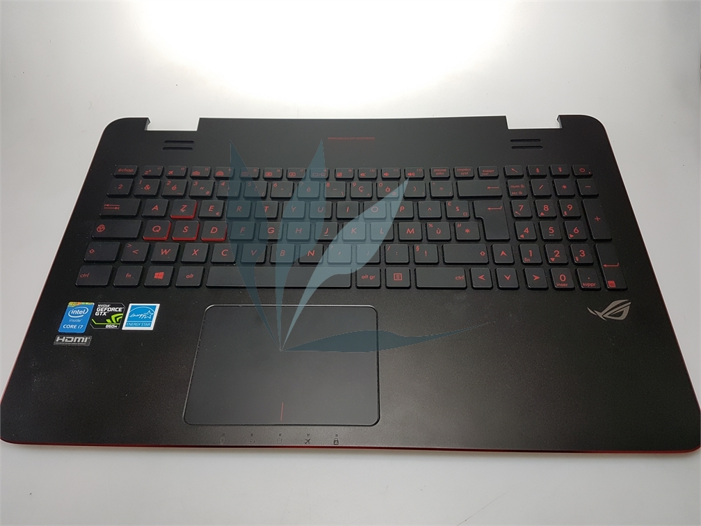 Clavier avec repose poignets gris et touches rouges sans touchpad pour Asus G551JW et Asus G551JM