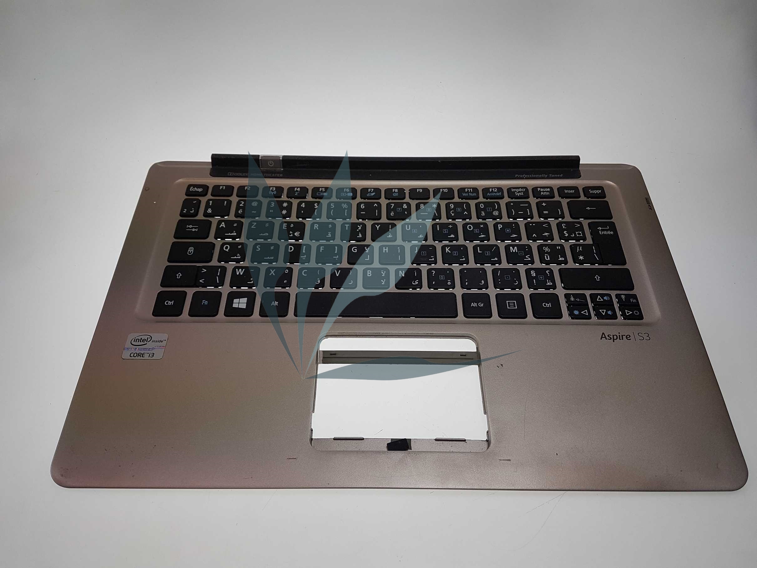 Repose poignets couleur champagne avec clavier francais sans touchpad pour Acer Aspire S3-391