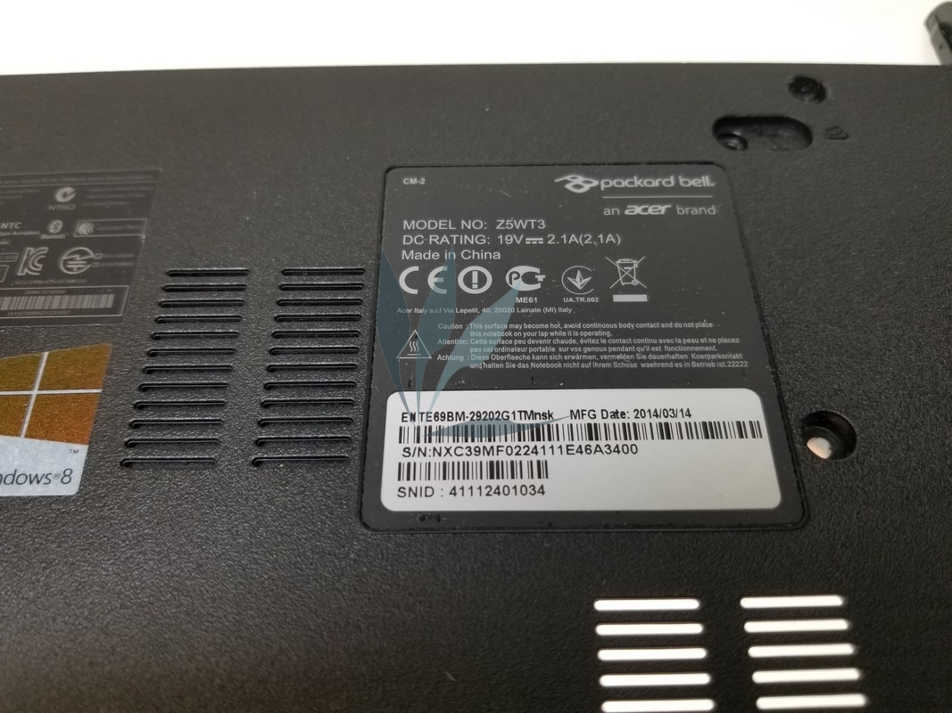 Plasturgie fond de caisse pour Packard-Bell Easynote TE69BM