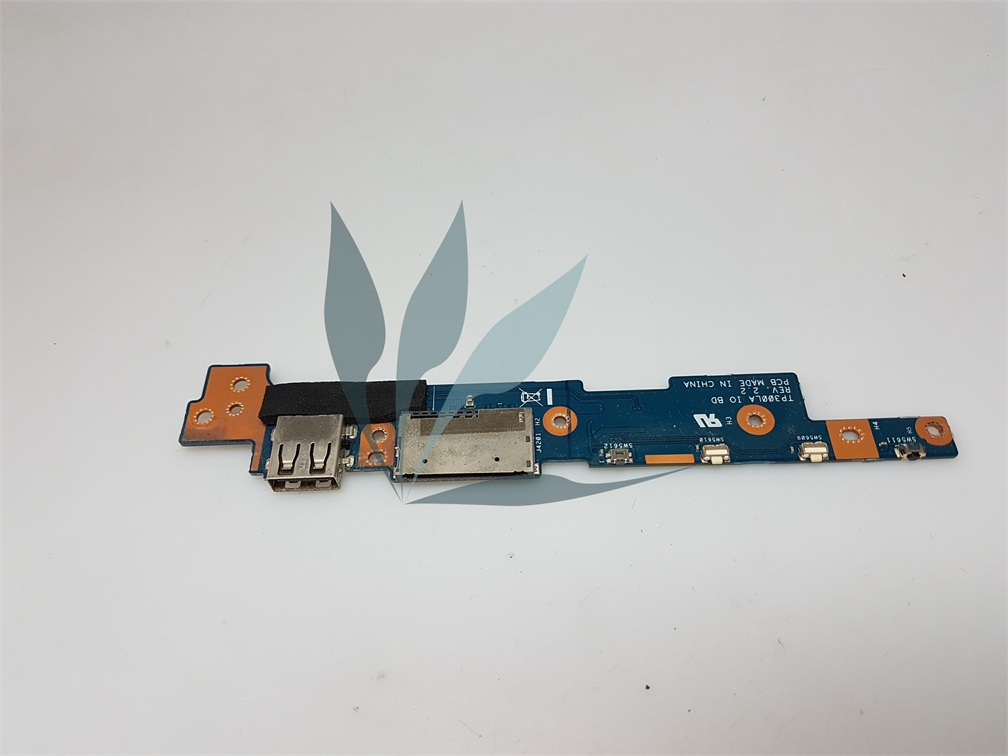 IO Board pour ordinateur Asus transformer Book flip.
Carte controleur équipée d'un port USB 2, d'un lecteur de carte et des boutons volume et allumage pour Asus TP300LA

