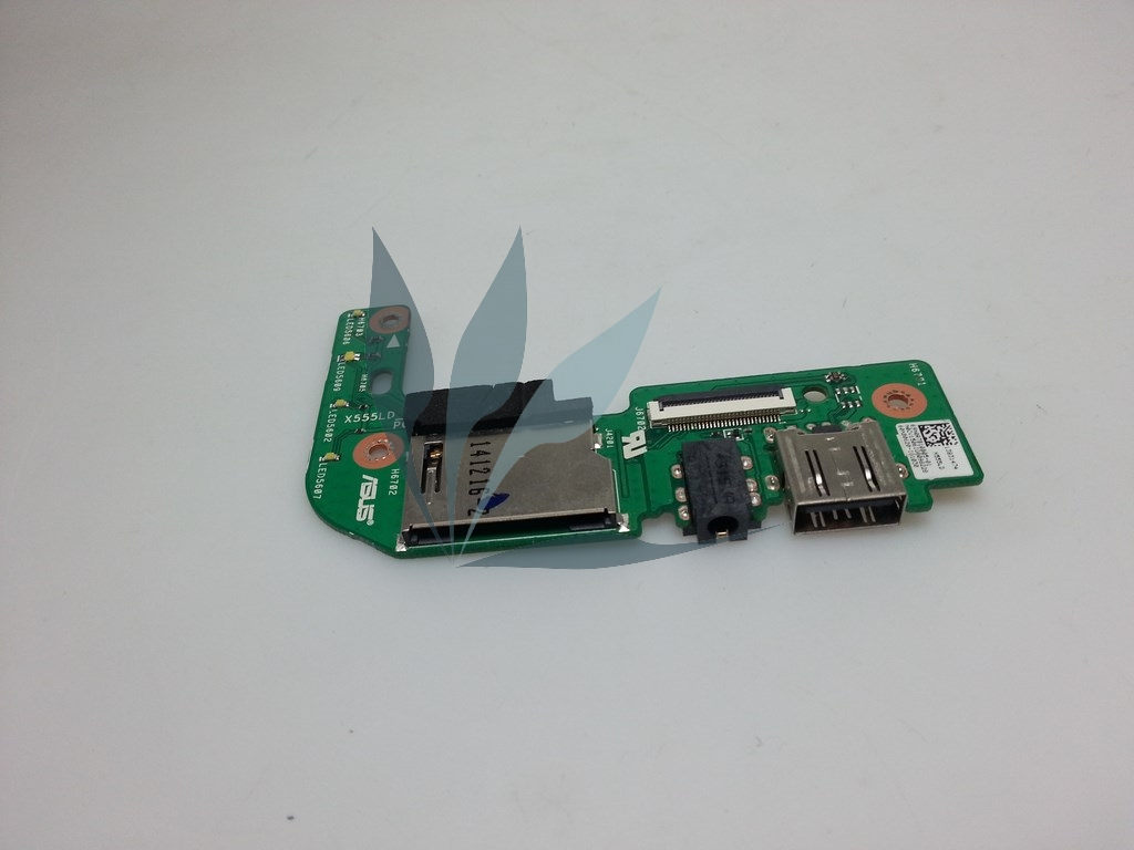 Carte contrôleur USB, Jack, SD pour portable.
Carte fille équipée d'1 port USB, 1 prise jack audio et lecteur de carte SD. pour Asus R511L 