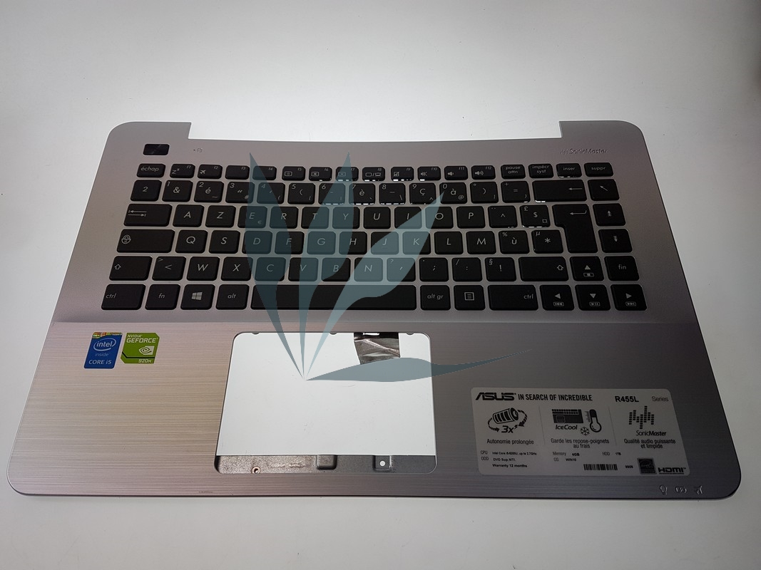 Clavier français avec repose-poignets gris sans touchpad pour Asus R455L