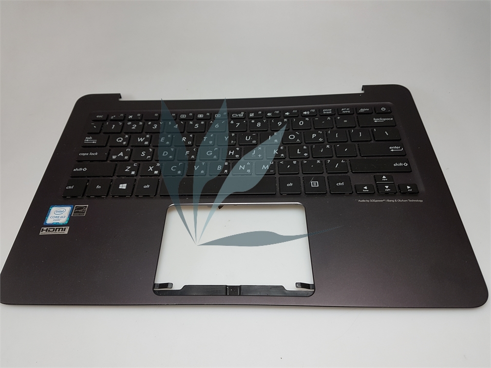 Clavier PC pour ordinateur zenbook.
Module complet comprenant le top case gris foncé et les touches du clavier noires .Sans touchpad, pour Asus ux305ca
clavier QWERTY
