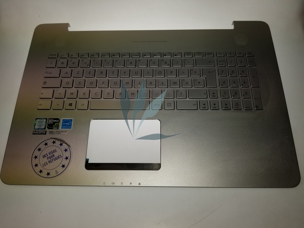 Clavier gris rétroéclairé français sans touchpad AZERTY pour Asus N752VX