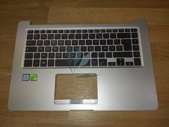 Clavier gris rétroéclairé avec repose-poignets pour Asus S510UN