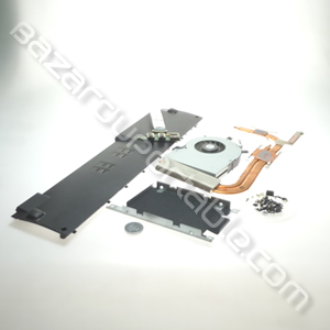 KIt pièces pour Asus R500V comprenant:

- kit visserie
- ventilateur
- radiateur
- pile bios
- plasturgie cache principal
- carte audio avec sortie USB et sa nappe
- caddy disque dur