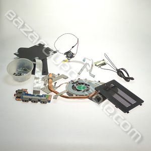 Kit pièces pour Sony VPC EE4E1E comprenant:
- Caddy disque dur
- Plasturgie coque cache disque dur
- Plasturgie coque cache mémoire
- Ventilateur
- Carte audio avec sa nappe
- Câble wifi
- Câble touchpad / carte mère
- Câble carte alimentation /