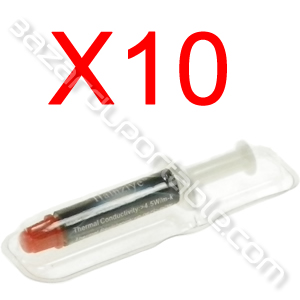 10x Tubes (1g) de pâte thermique SILVER haute conductivité pour processeur, sous blister.