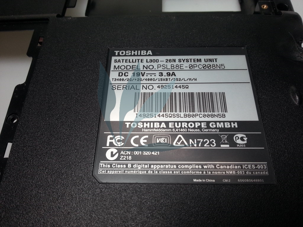 Fond de caisse pour Toshiba Satellite L300