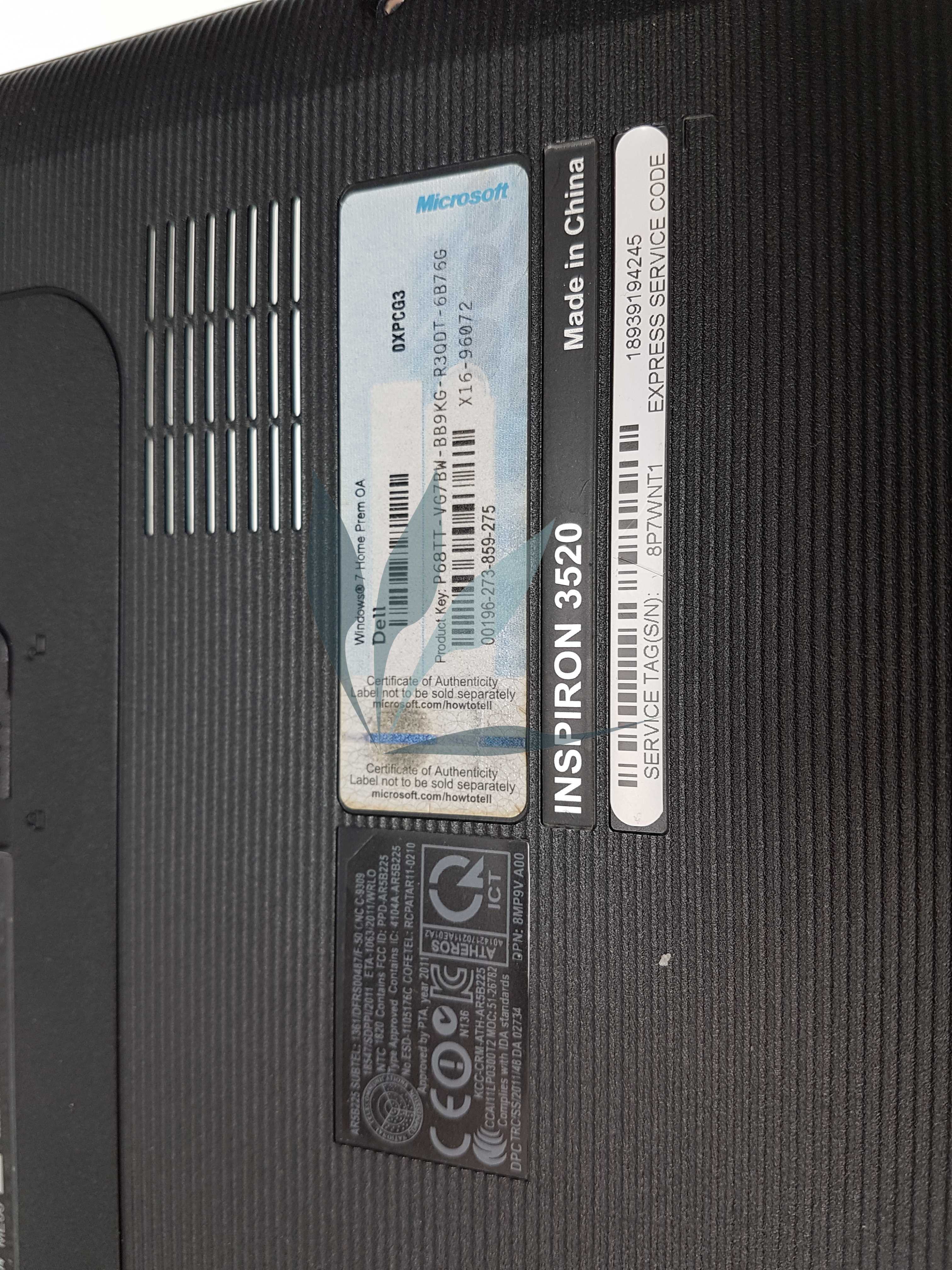 Plasturgie fond de caisse pour DELL Inspiron 3520