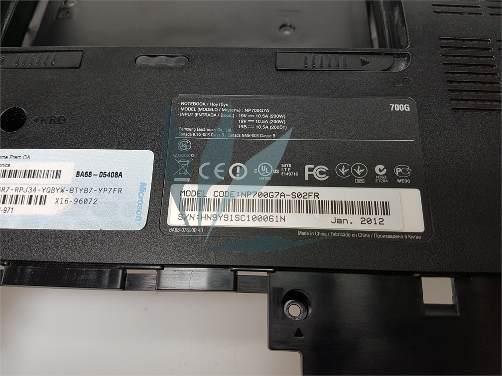 Fond de caisse gris pour Samsung NP700G7A