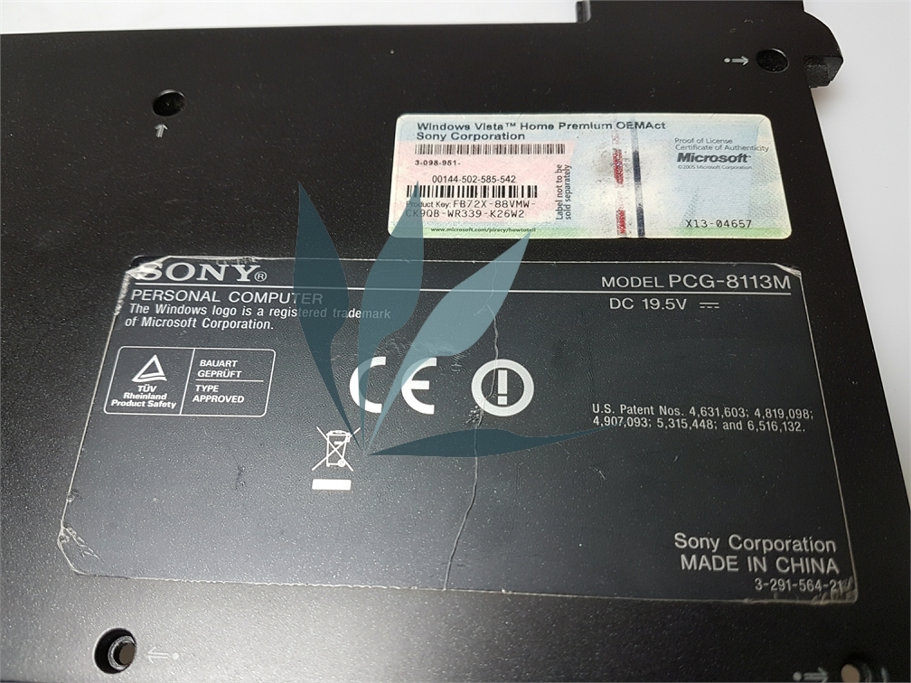 Fond de caisse pour Sony Vaio PCG-8113m