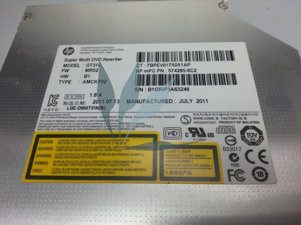 Lecteur/graveur CD/DVD pour HP Probook 6460B 